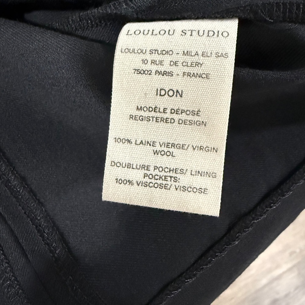 Loulou Studio Idon 100% Virgin Wool Black Mini Dress L Parisian Sheath - Picture 11 of 13